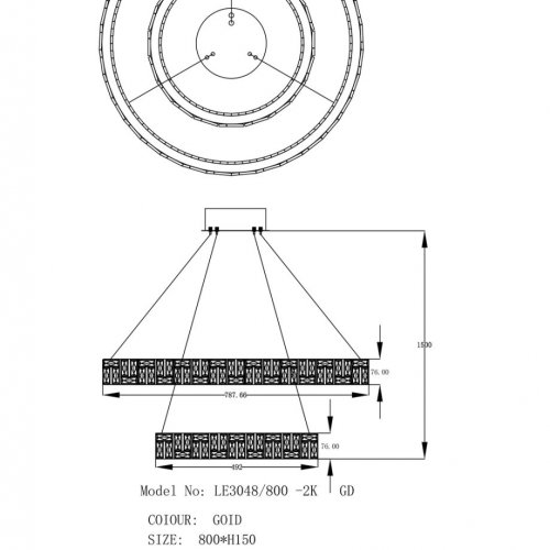 Подвесная люстра Afina LE3048/800-2K GD