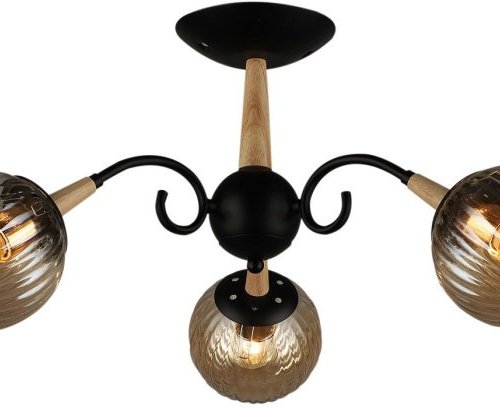 Потолочная люстра Reluce 04886-0.3-03 BK+WOOD