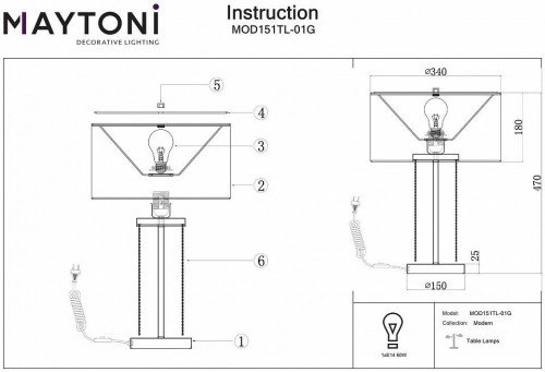 Интерьерная настольная лампа Maytoni Impressive MOD151TL-01G