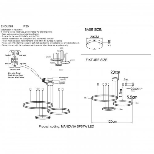 Подвесной светодиодный светильник Crystal Lux Manzana SP67W Led Black Подвесной светодиодный светильник Crystal Lux Manzana SP67W Led Black