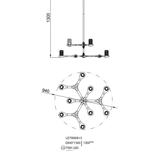 Подвесная люстра Barbara LE7908/6+3 Gold