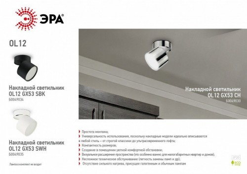 Светильник на штанге Эра OL12 GX53 SBK Б0049034
