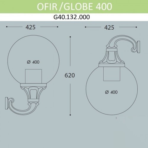 Настенный фонарь уличный Fumagalli Globe 400 G40.132.000.AYE27