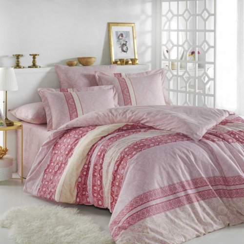 Постельное белье с орнаментом «EMMA» в розовом цвете, полутороспальное, поплин