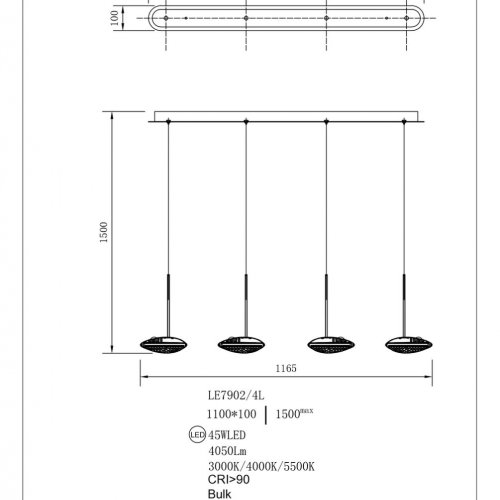 Подвесная люстра Stacy LE7902/4L Gold