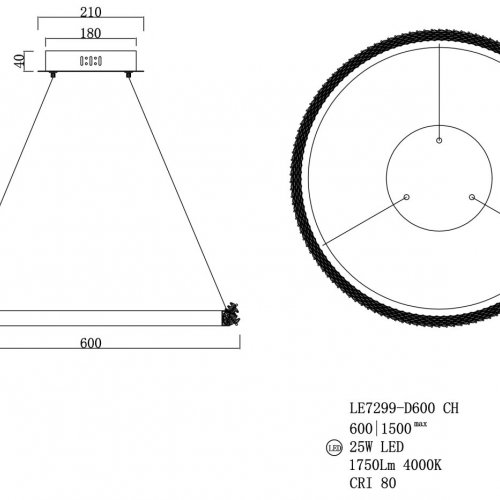 Подвесная люстра Yvet LE7299-D600 CH