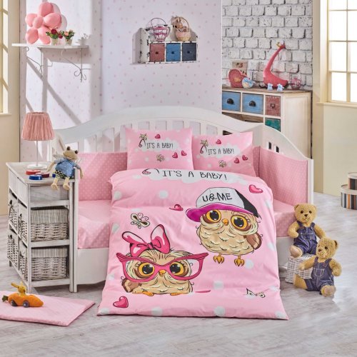 Детское постельное белье из поплина «COOL BABY» с одеялом, розовое