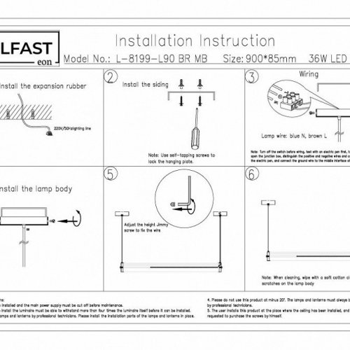 Подвесной светильник Belfast Ravenhill L-8199-L90 BR MB