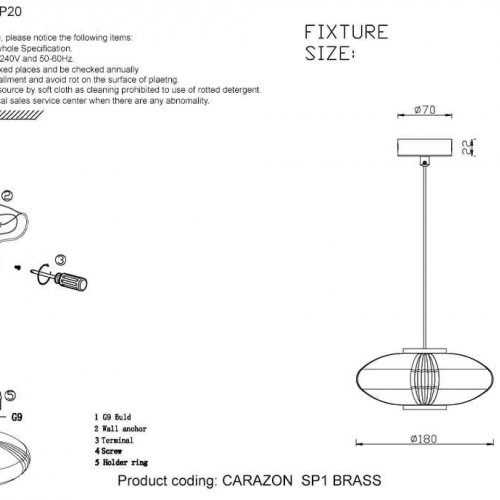 Подвесной светильник Crystal Lux Carazon  SP1 Brass
