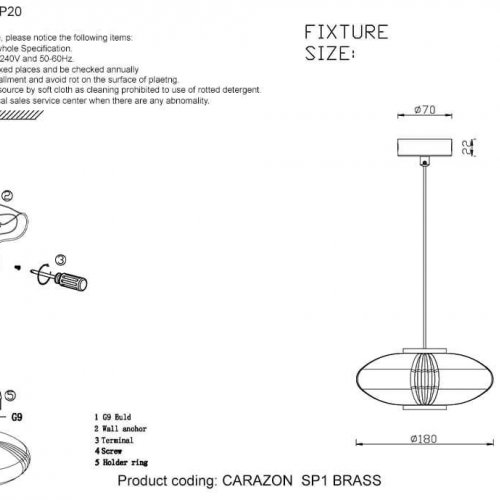Подвесной светильник Crystal Lux Carazon SP1 Brass