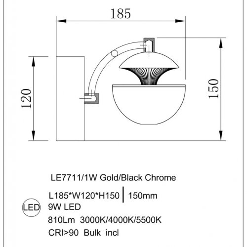 Бра Jelly LE7711/1W Gold/Black Chrome