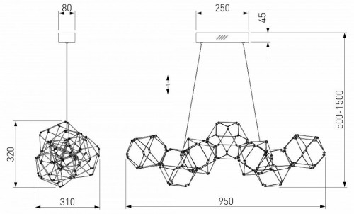 Подвесная люстра Eurosvet Uma 90368/7 жемчуг черный Подвесная люстра Eurosvet Uma 90368/7 жемчуг черный