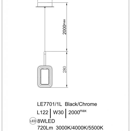 Подвесной светильник Theona LE7701/1L Black Chrome