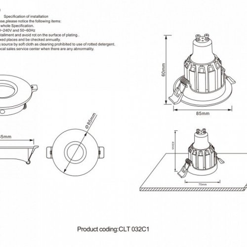 Встраиваемый светильник Crystal Lux CLT 032C1 BL Встраиваемый светильник Crystal Lux CLT 032C1 BL