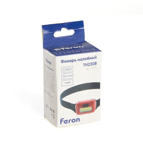 Налобный светодиодный фонарь Feron TH2308 на батарейках 50х40 150 лм 41712