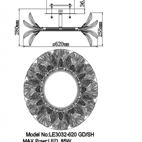 Потолочный светильник Jardin LE3032/620P GD/SH