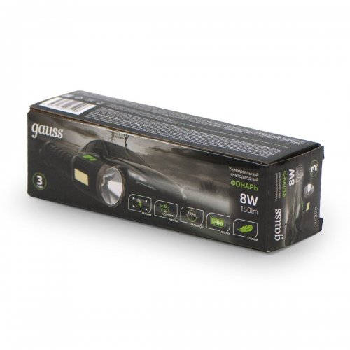 Ручной светодиодный фонарь Gauss аккумуляторный 178х38 150 лм GF208 Ручной светодиодный фонарь Gauss аккумуляторный 178х38 150 лм GF208