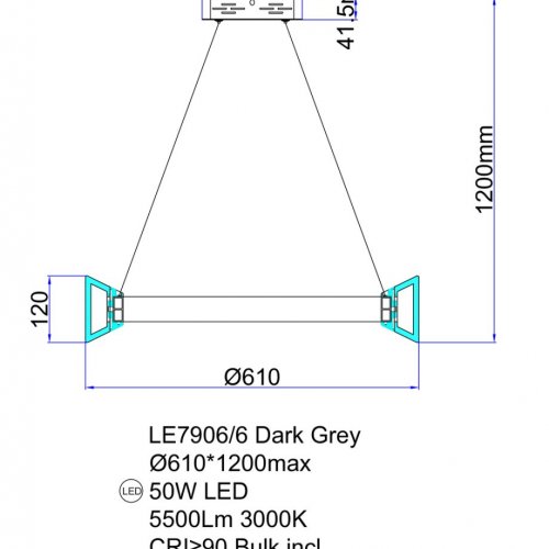 Подвесная люстра Tina LE7906/6 Dark Grey