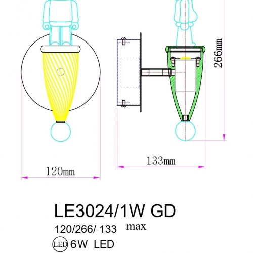 Бра Joli LE3024/1W GD