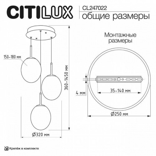 Подвесной светильник Citilux Signature CL247022 Подвесной светильник Citilux Signature CL247022