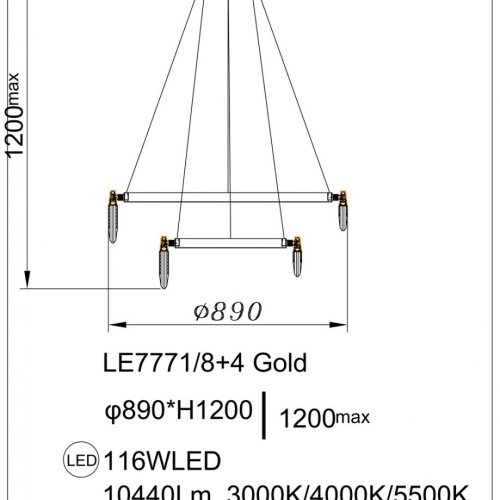 Подвесная люстра Natali LE7771/8+4 Gold