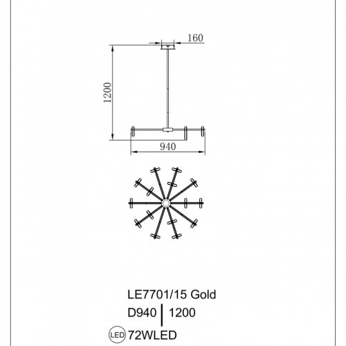 Подвесная люстра Theona LE7701/15 Grey/Black Chrome