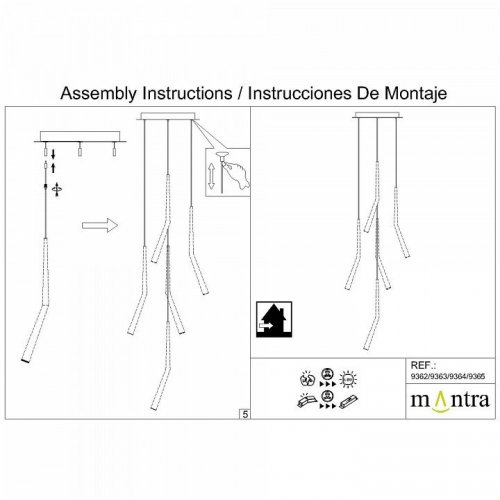 Подвесная люстра Mantra Arrecife 9362+9211 (5L)