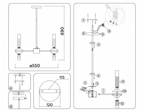 Подвесная люстра Ambrella Light High Light Modern LH55351 Подвесная люстра Ambrella Light High Light Modern LH55351