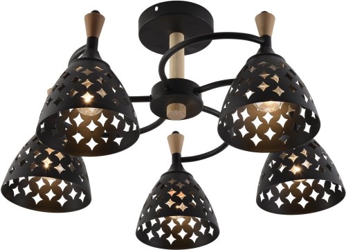 Потолочная люстра Reluce 01515-0.3-05 BK+WOOD