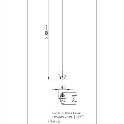 Подвесной светильник Alma LE7706/1S Black Chrome