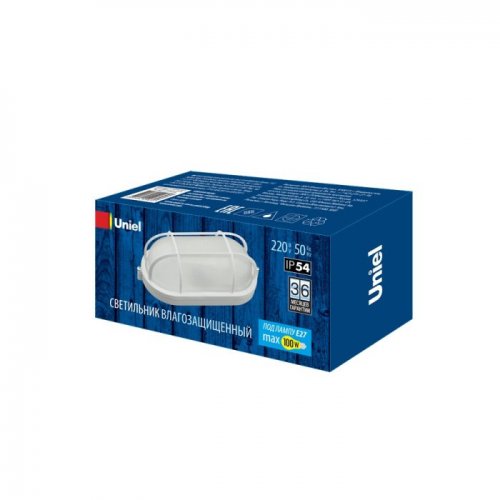 Настенно-потолочный светильник Uniel UWL-O02 100W/E27 IP54 WHITE Овал/Решетка Настенно-потолочный светильник Uniel UWL-O02 100W/E27 IP54 WHITE Овал/Решетка
