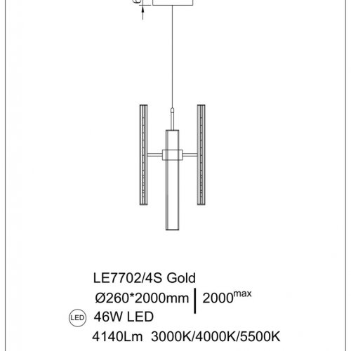 Подвесной светильник Christine LE7702/4S Gold