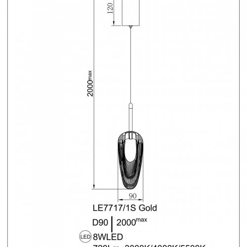 Подвесной светильник Cascade LE7717/1S Gold Подвесной светильник Cascade LE7717/1S Gold