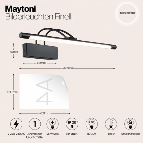 Подсветка для картин Maytoni Finelli MIR004WL-L12B Подсветка для картин Maytoni Finelli MIR004WL-L12B