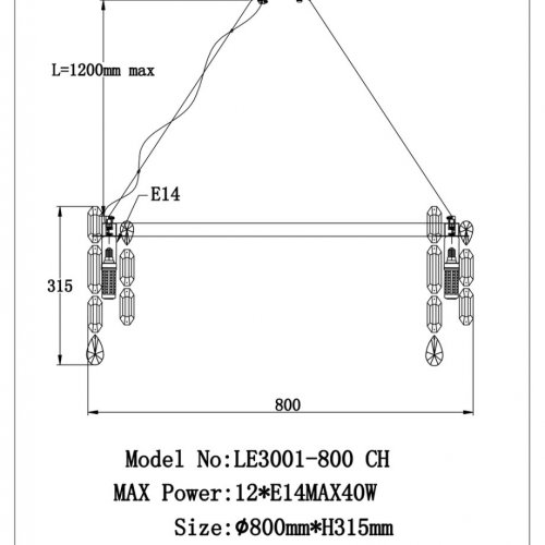 Подвесная люстра Elien LE3001/800 GD