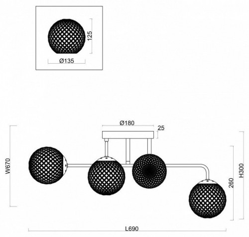 Потолочная люстра Freya Navel FR8016PL-06BBS Потолочная люстра Freya Navel FR8016PL-06BBS