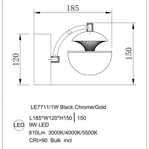 Бра Jelly LE7711/1W Black Chrome/Gold