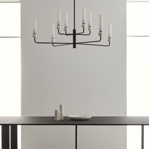 Потолочная люстра Delie C1224/8 Matt black / White marble