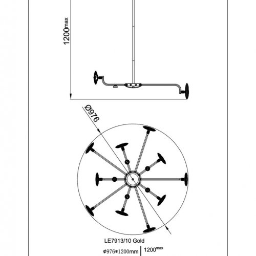Подвесная люстра Iris LE7913/10G Gold