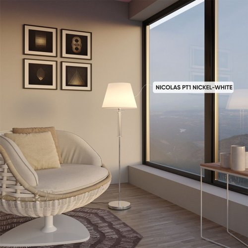 Торшер Crystal Lux Nicolas PT1 Nickel/White Торшер Crystal Lux Nicolas PT1 Nickel/White