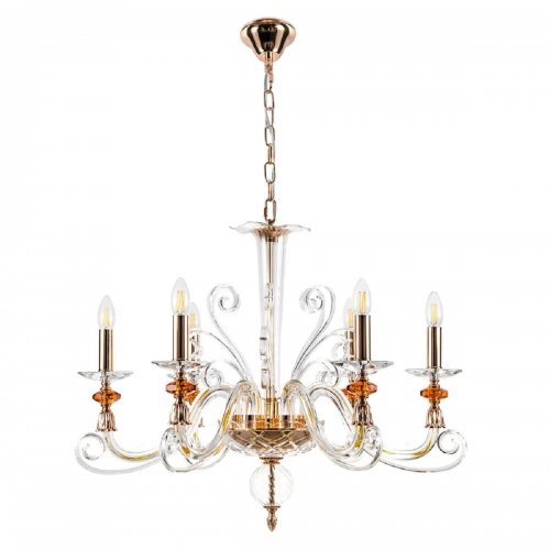Подвесная люстра Crystal Lux Catarina SP6 V2 Gold/Transparent-Cognac Подвесная люстра Crystal Lux Catarina SP6 V2 Gold/Transparent-Cognac