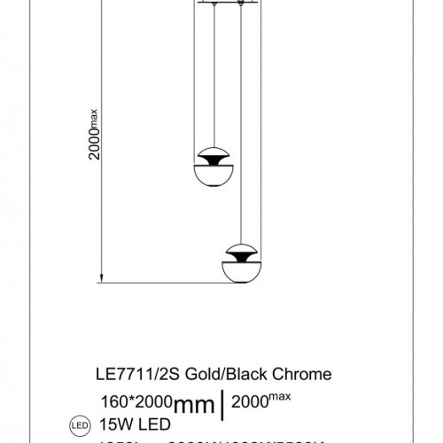 Подвесной светильник Jelly LE7711/2S Gold/Black Chrome