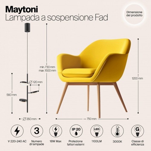 Подвесная светодиодная люстра Maytoni Fad MOD070PL-L18B3K