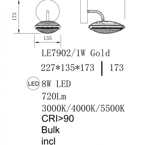 Бра Stacy LE7902/1W Gold