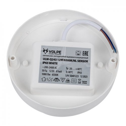 Настенно-потолочный светильник  ULW-Q243 12W/6500К/NL SENSOR IP65 WHITE Настенно-потолочный светильник  ULW-Q243 12W/6500К/NL SENSOR IP65 WHITE