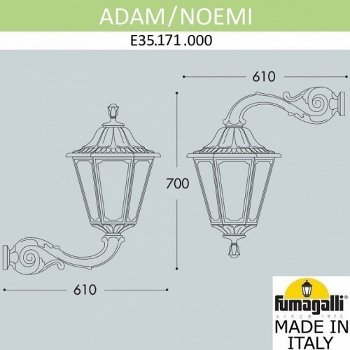 Настенный фонарь уличный Fumagalli Noemi E35.171.000.AXH27