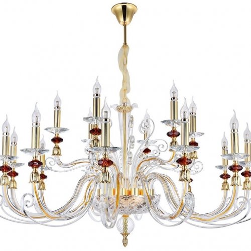 Подвесная люстра Crystal Lux Catarina SP12+6 V2 Gold/Transparent-Cognac Подвесная люстра Crystal Lux Catarina SP12+6 V2 Gold/Transparent-Cognac
