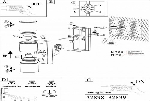 Уличный настенный светодиодный светильник Eglo Riga 5 32898