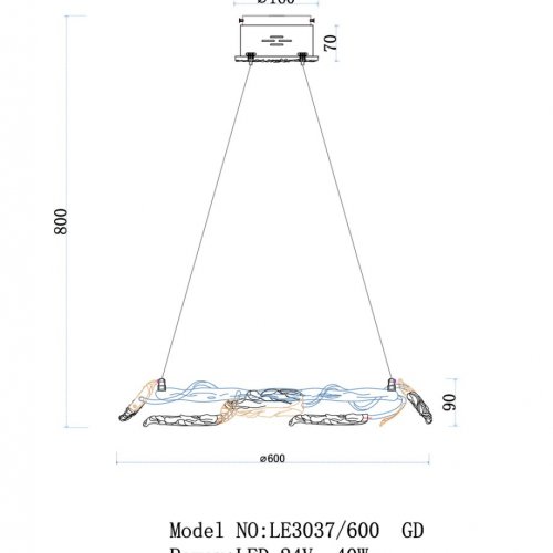 Подвесная люстра Olivia LE3037/600 GD