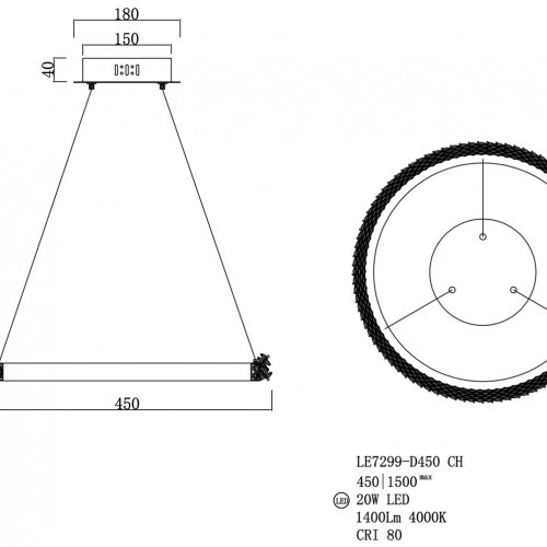 Подвесная люстра Yvet LE7299-D450 CH